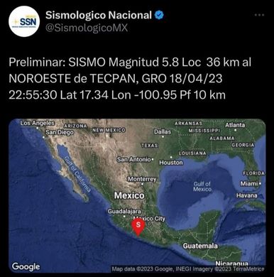 SISMO. Se registra temblor de 5.8 en Tecpan, Guerrero; se siente en Michoacán