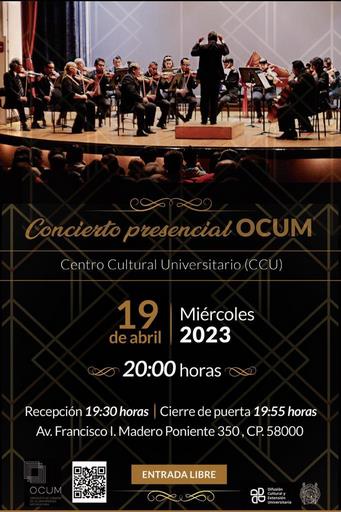 Todas y todos están invitados al concierto presencial de la OCUM