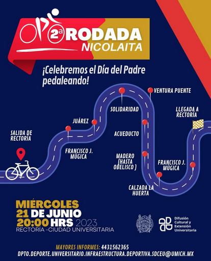 UMSNH realizará la 2ª Rodada Ciclista Nicolaita ¡Celebremos el Día del Padre Pedaleando!