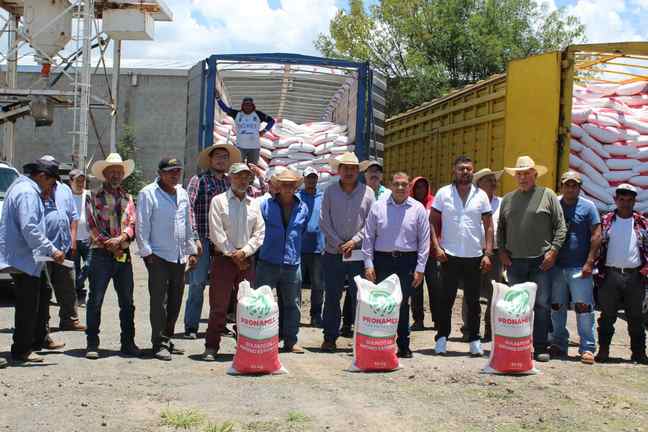 Entrega Bladimir González fertilizantes a productores tarimbarenses