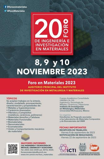 Universidad Michoacana realizará el 20º Foro de Ingeniería e Investigación en Materiales