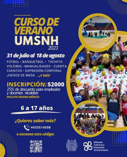 Niñas, niños y adolescentes están invitados al Curso de Verano 2023 de la UMSNH