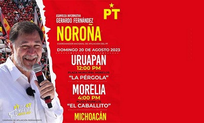 Visita Noroña por tercera ocasión Michoacán