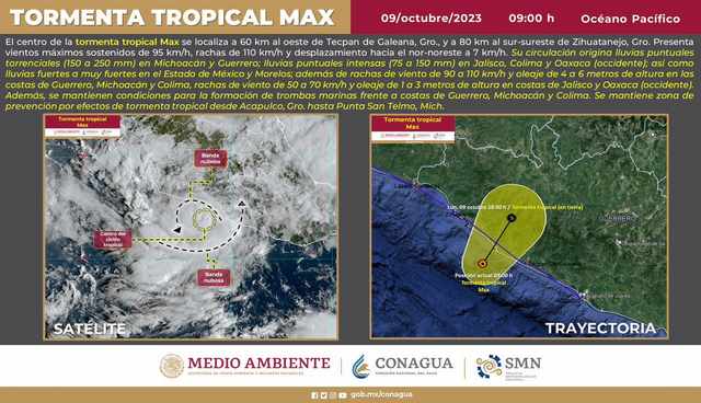 En alerta Michoacán, por llegada de Tormenta Tropical “Max” este día a sus costas