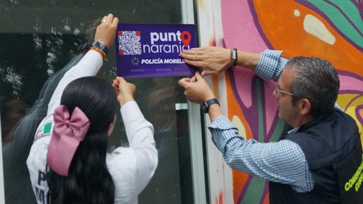 Instalan Punto Naranja en la primera caseta de Policía Morelia