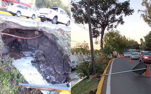 OOAPAS atiende fuga en línea principal sobre Av. Camelinas