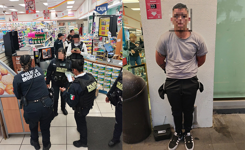 Detiene Policía Morelia a sospechoso de robo en farmacia