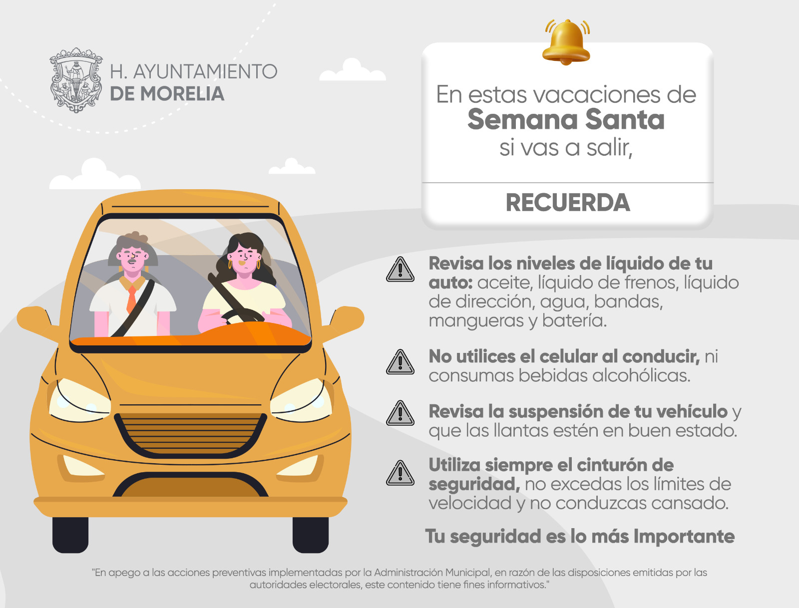 Ayuntamiento de Morelia emite recomendaciones de viaje durante Semana Santa