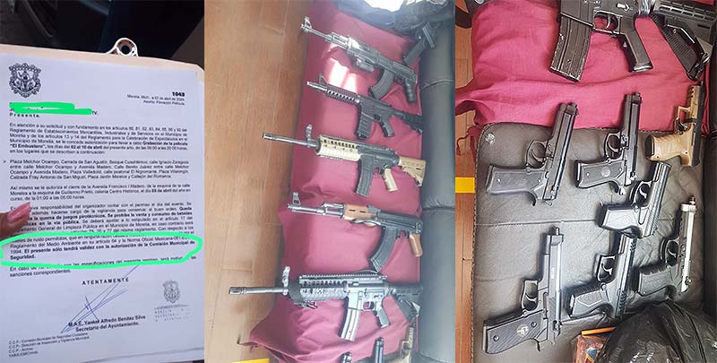 Policía Morelia interviene en filmación que portaban réplicas de armas de fuego