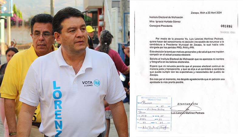 Renuncia candidato de Zacapu; él dice que por motivos de salud y sus postulantes que por inseguridad