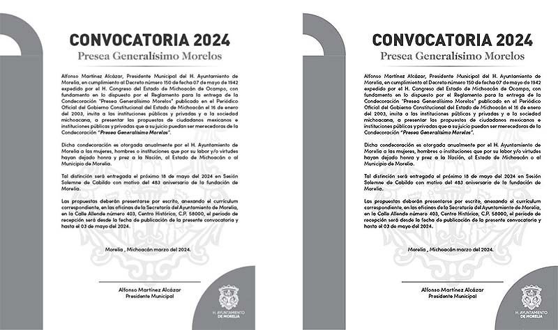 Participa y obtén la Presea Generalísimo Morelos