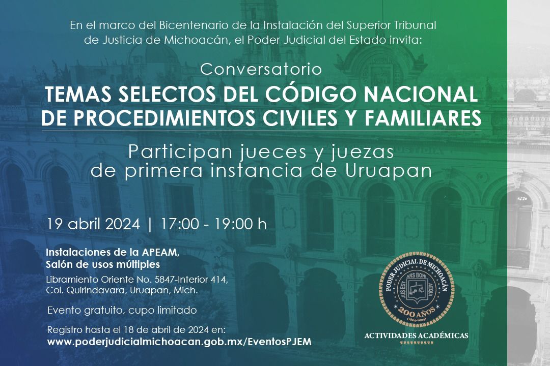 Se brindará actualización jurídica a través de conversatorio en Uruapan