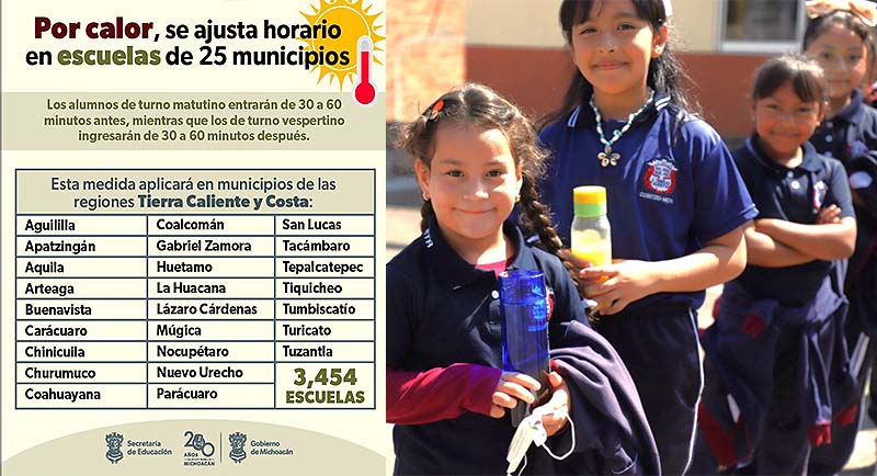 Inicia horario especial para 3 mil 400 escuelas de Michoacán