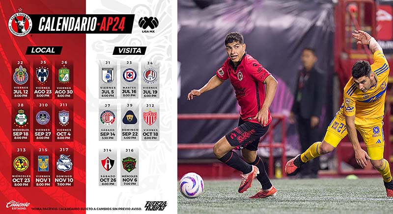 Listo el calendario de Xolos de Tijuana para el Torneo Apertura 2024
