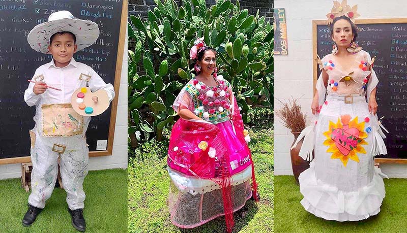 EXTRAORDINARIO. Gana familia de Tacámbaro concurso internacional “Vístete como Frida con Material Reciclable”