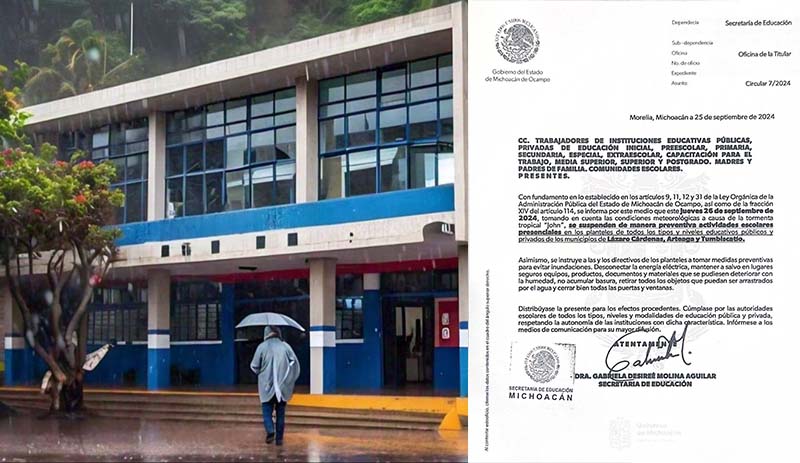 Se suspenden clases en municipios costeros por tormenta tropical: SEE