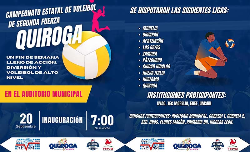 Quiroga, sede del Campeonato Estatal de Voleibol de Segunda Fuerza
