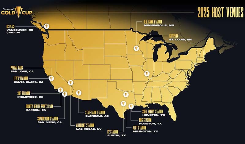 Concacaf anuncia ciudades sedes y estadios para la Copa Oro 2025