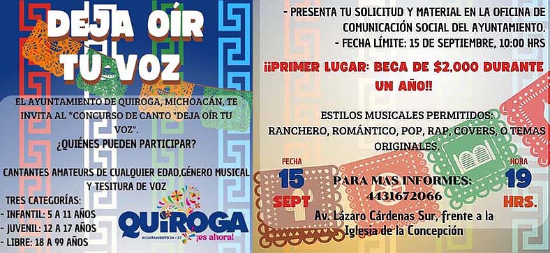Celebrará Quiroga las festividades patrias con música y talento local