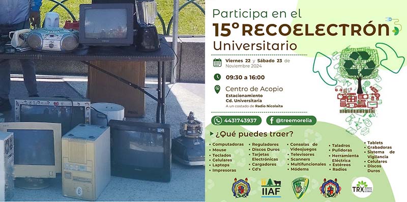 UMSNH realizará el Recoelectrón Universitario, súmate en favor del medio ambiente