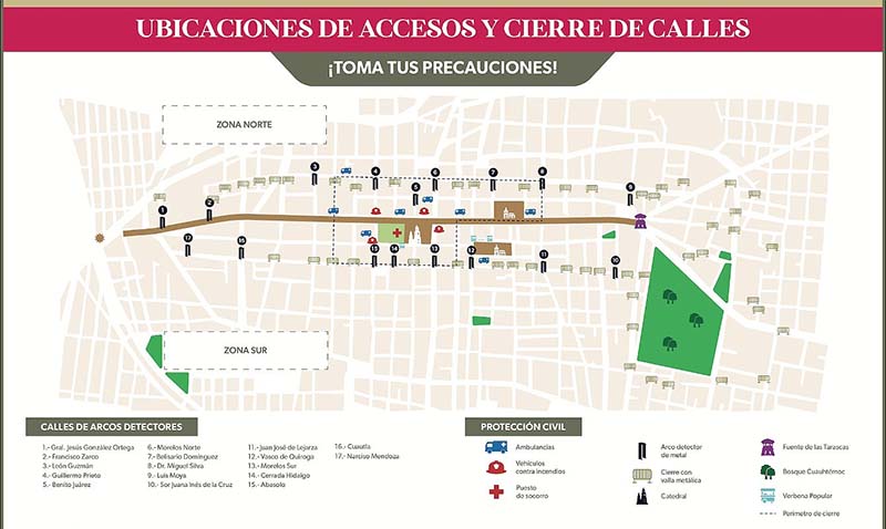 Estos son los accesos al Centro de Morelia por el desfile de la Revolución Mexicana: SSP