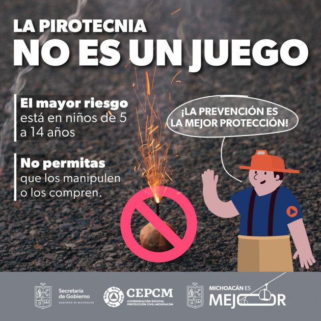 Evita accidentes por uso de pirotecnia; PC estatal emite recomendaciones