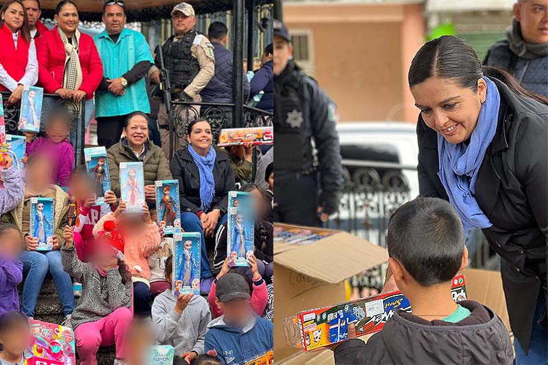 Entrega diputada Tere Herrera y presidenta Jeovana Alcántar juguetes a niños en apoyo a los Reyes Magos