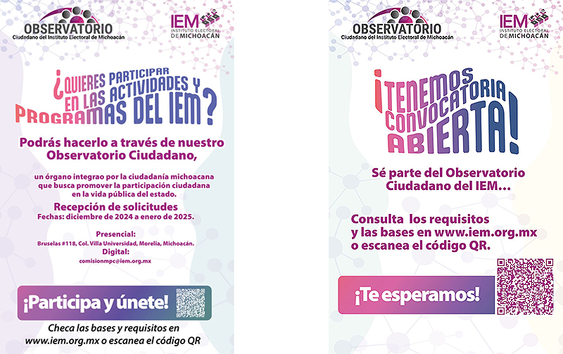 ¡Aún hay tiempo de formar parte del Observatorio Ciudadano del IEM!