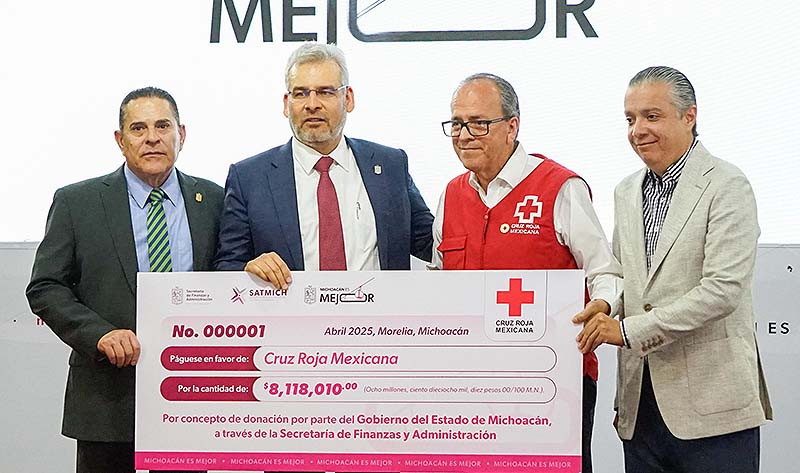 Dona Gobierno del Estado 8 mdp a la Cruz Roja; destina porcentaje del refrendo vehicular
