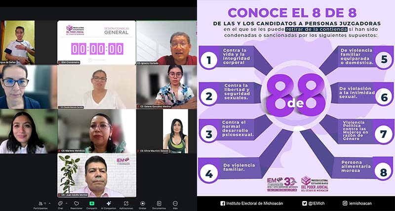 IEM aprueba procedimiento “8 de 8 contra la violencia” para verificar elegibilidad de candidaturas judiciales