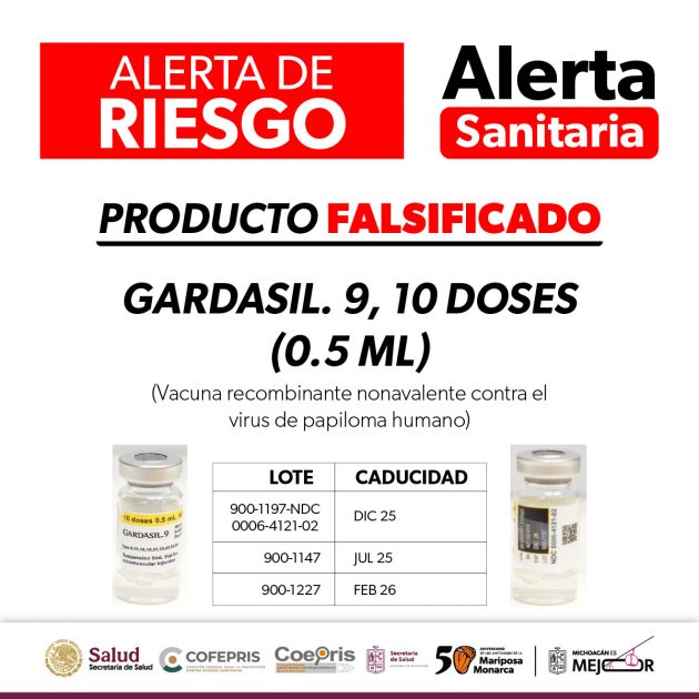 SSM advierte sobre falsificación de vacuna contra Papiloma Humano