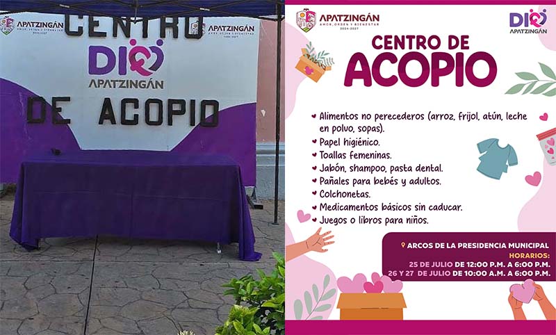 Gobierno de Apatzingán abre Centro de Acopio en apoyo a familias en situación de emergencia
