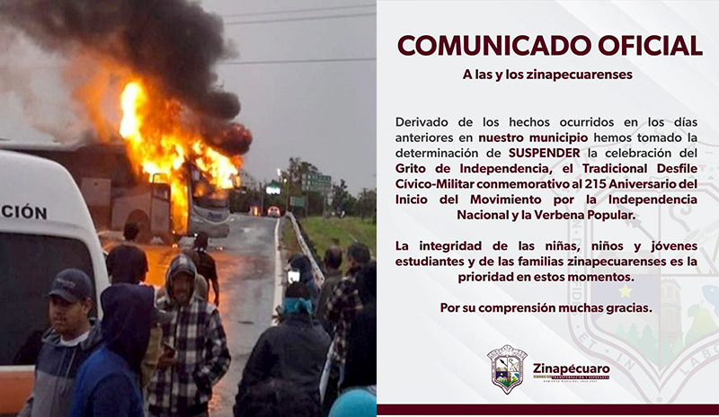 Por inseguridad y supuestas amenazas suspenden fiestas patrias en Peribán, Uruapan y Zinapécuaro