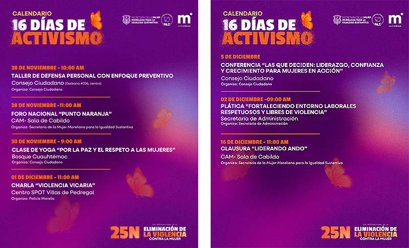 Gobierno de Morelia se une a los 16 Días de Activismo contra la Violencia hacia las Mujeres