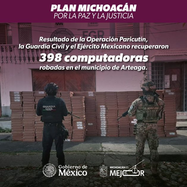SSP y Defensa recuperan casi 400 computadoras reportadas como robadas en Arteaga