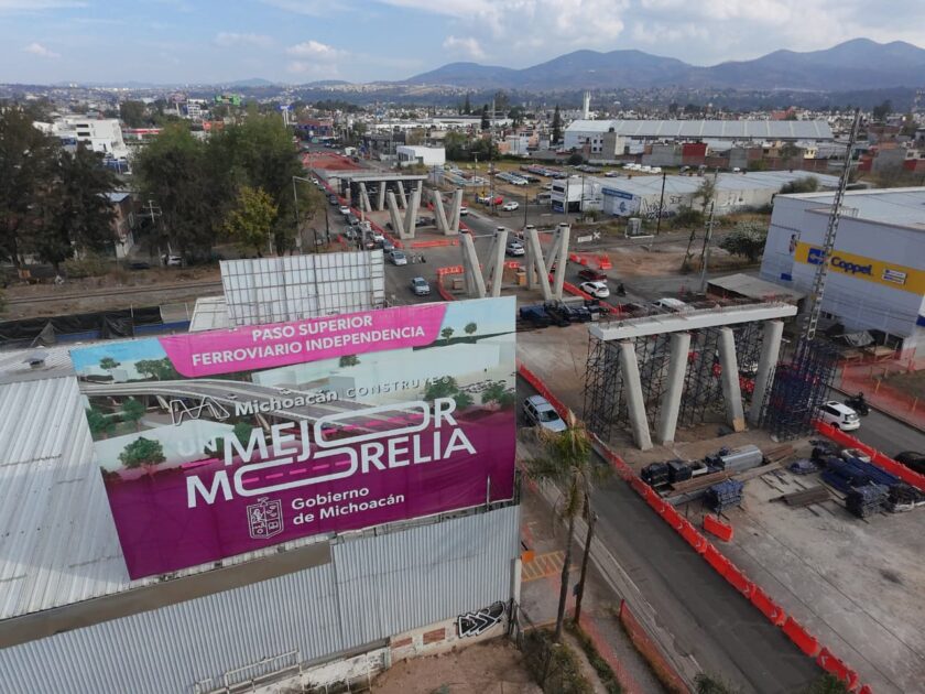 Así avanza la construcción del Paso Superior Ferroviario Independencia en el libramiento de Morelia